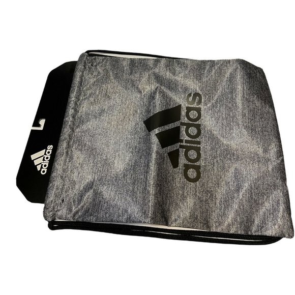 New Adidas Burst II Sackpack Gray Onix String Sports Drawstring Bag Pack